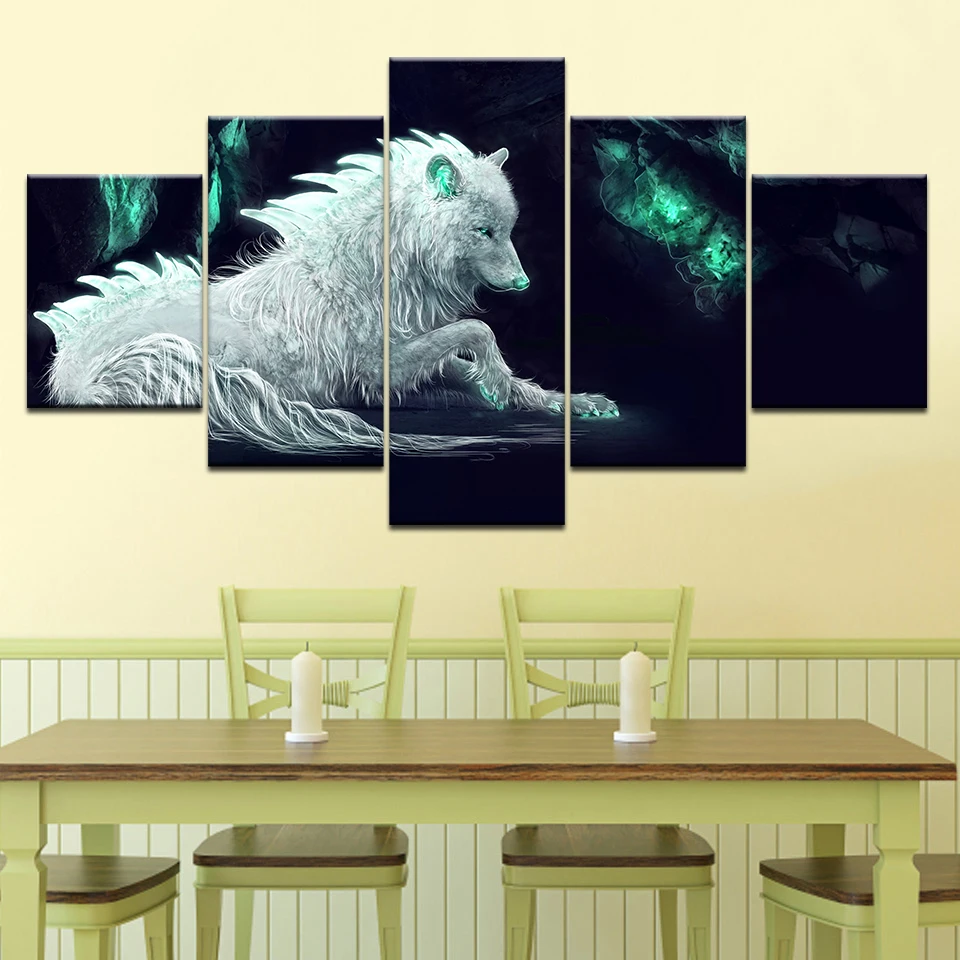 Печать на холсте Модульная картина 5 шт. животных Постер &quotВолк&quot стену для