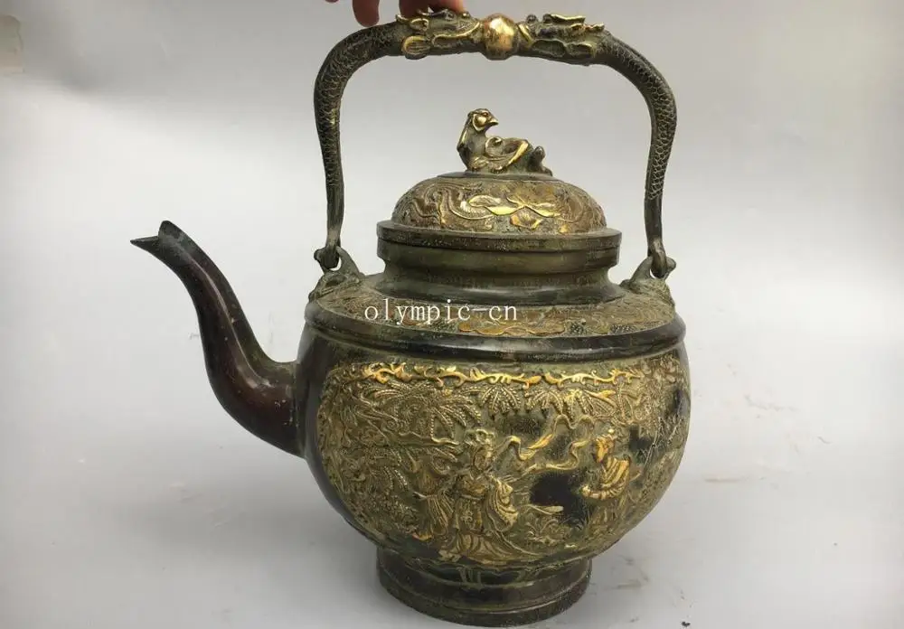 

12 ''бронзовая позолота Традиционный китайский Красивая Женская belle ручка горшок