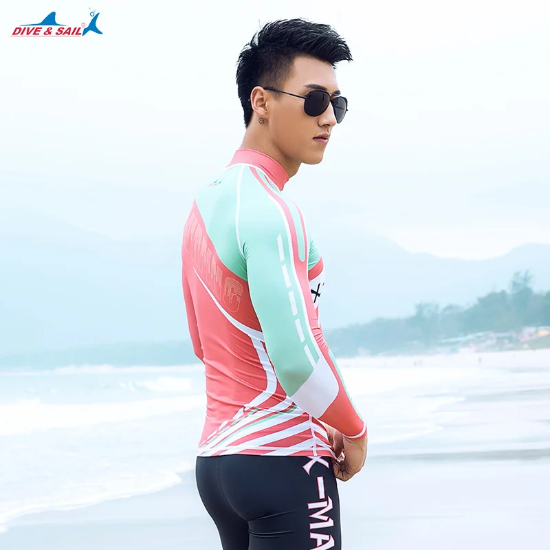 Мужские УФ гидрокостюмы с длинным рукавом топ защитой от сыпи куртка на молнии