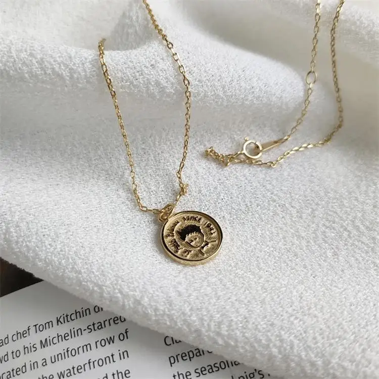 gold color LouLeur, 925 пробы, серебряное ожерелье с подвеской в виде букв, Le Petit Prince, цепочка на ключицы, золотое ожерелье, женское модное ювелирное изделие - Цвет камня: gold color