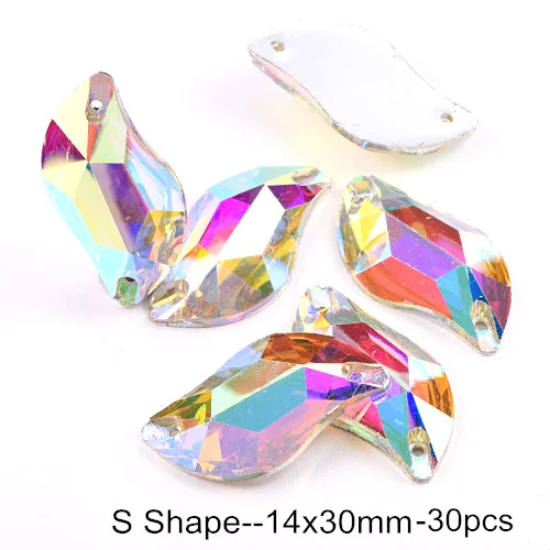 14x30mm--30pcs 9 размеров, 100 шт, лучшее качество, стразы из смолы, стразы с плоской задней стороной, стразы с отверстиями для одежды B0945 - Цвет: 14x30mm--30pcs