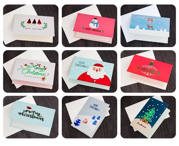 

Cute Cartoon Folding Type Santa Claus Snowman Merry Christmas Post Cards Greeting Card Gift Card Christmas Cards