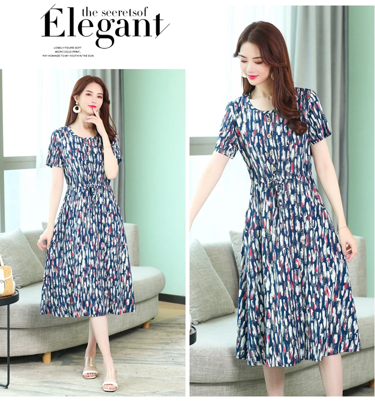 Vestidos mujer, ограниченная серия, новинка, круглый вырез, до середины икры,, Longo Vanled maix, платье для девушек, с коротким рукавом, круглый вырез, длинное, с принтом, тонкое