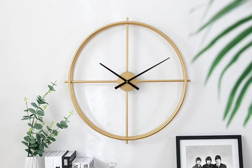 Modern silent wall clock living room bedroom quartz home decoration clocks light luxury metal wrought iron clock free shipping