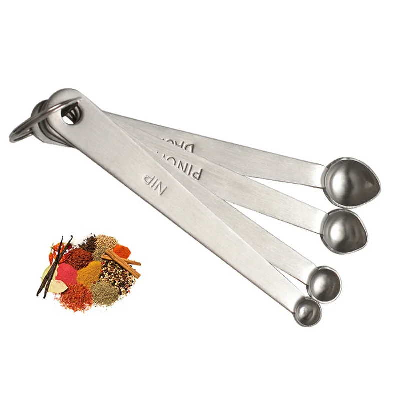 

4PCS/set Seasoning spoons Diameter0.9/1/1.3/1.5cm Unique Peach Shape Head Cooking Spice Spoons 4sizes Baking Measuring spoon