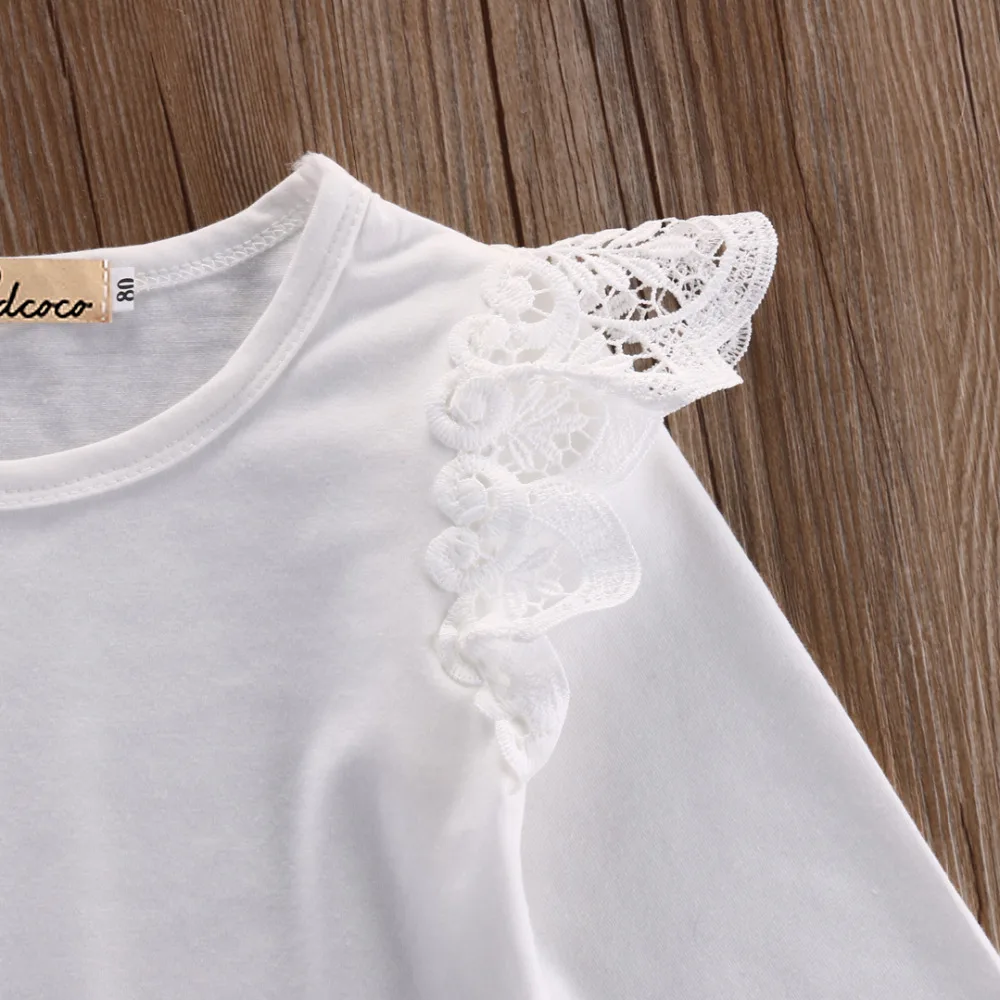 2016 осенняя одежда для новорожденных девочек детская хлопковые кружевные