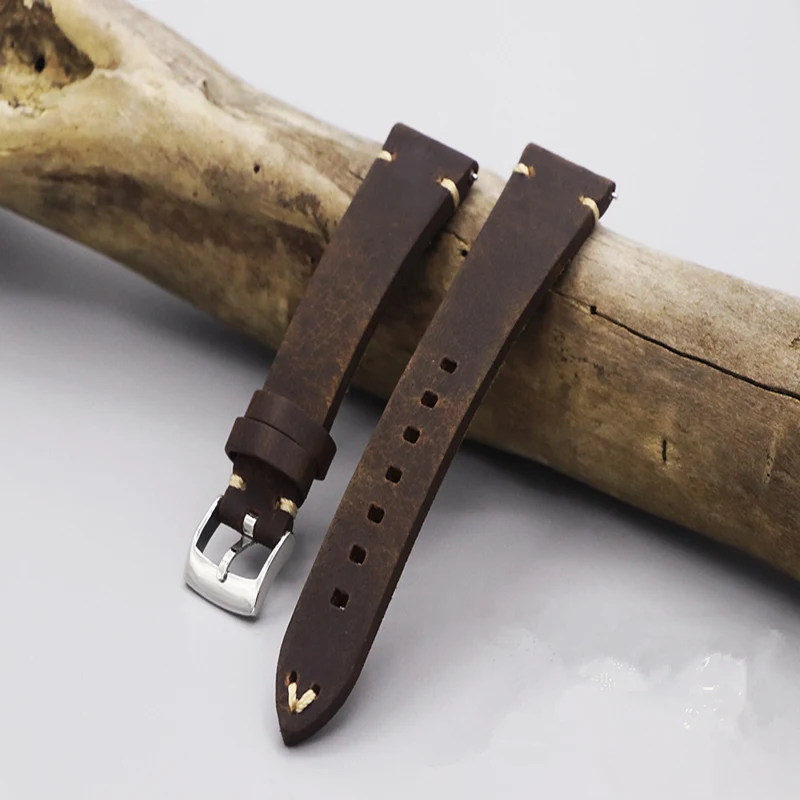 T-AMQ 18 19 20 21 22 мм ремешок для часов из натуральной кожи мужские наручные часы с