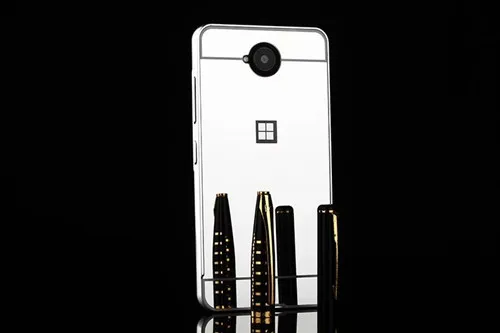 Зеркало задняя крышка для Microsoft Nokia Lumia 650 чехол Алюминий металлический каркас Жесткий Телефон Чехлы для Lumia650 N650 Капа - Цвет: Silver