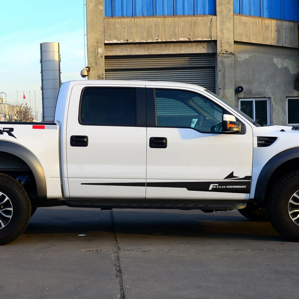 F 150 эффективная Автомобильная боковая юбка в полоску графическая виниловая