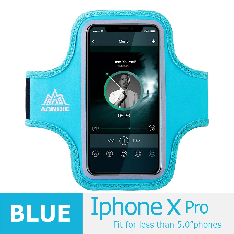 Blue AONIJIE водонепроницаемый мобильный телефон Спортивная Беговая повязка на руку сумка для бега Чехол держатель чехол для фитнеса тренажерный зал тренировки A896 - Цвет: Blue