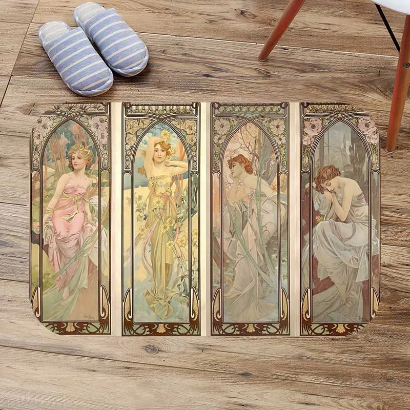 2 Alphonse Mucha рабочие коврики с принтом Противоскользящий напольный коврик для кухни, гостиной, напольные коврики, коврик для передней двери, коврик для ванной комнаты - Цвет: 2