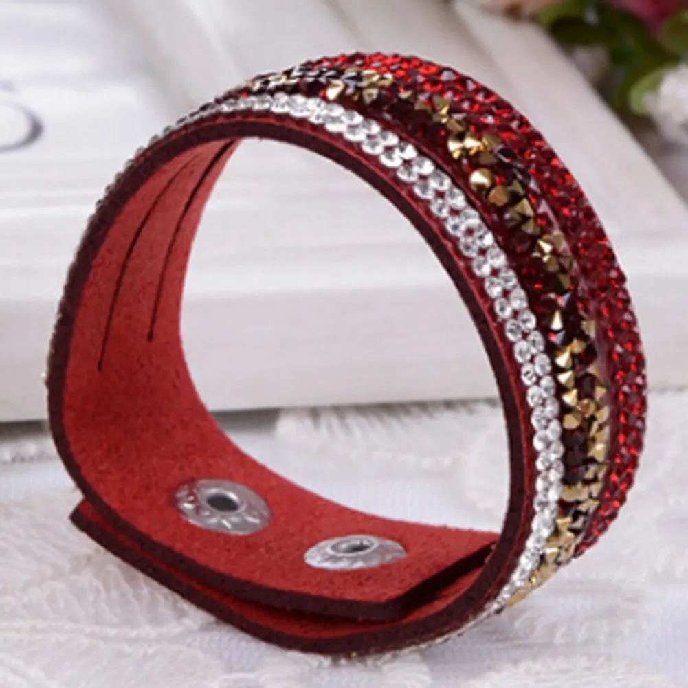 Модные стразы в стиле панк многослойный браслет с пряжкой Кожаный Браслет