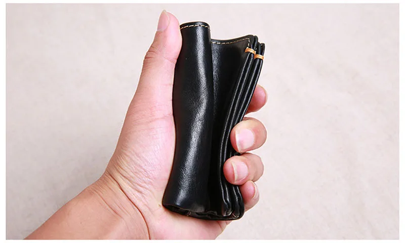 AETOO Wallet men's short leather super thin youth first layer cowhide handmade simple soft leather wallet vertical mini wallet
