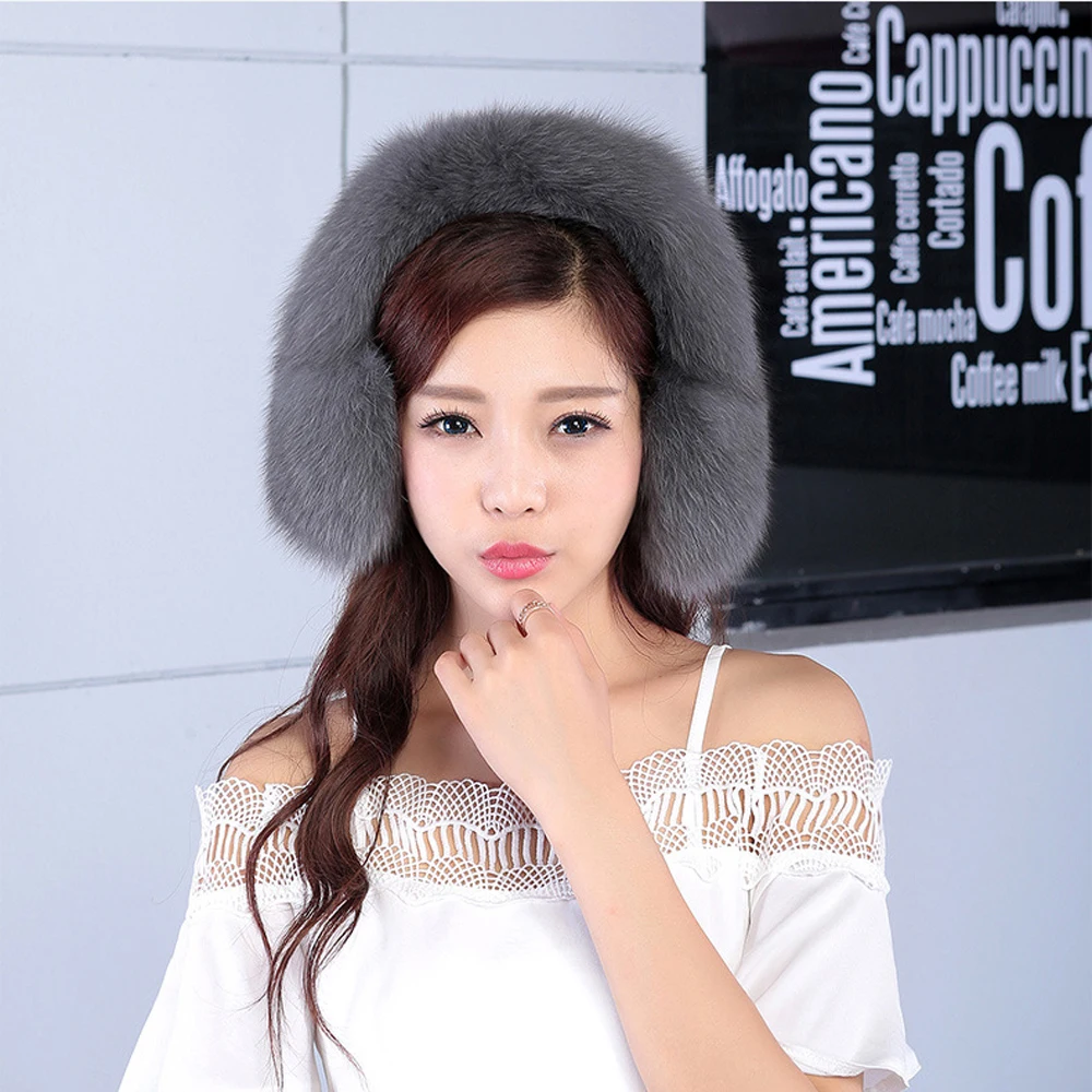 2020 женские модные наушники для русской зимы из натурального Лисьего меха