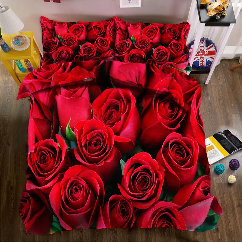 Комплект постельного белья с 3d пододеяльником и наволочками 2017|rose bedding set|bedding set