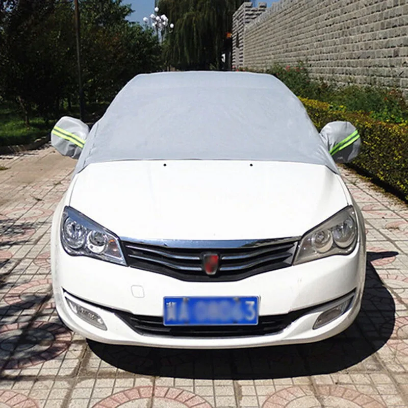 Universal Aluminum Waterproof Seamless Sunshade Anti UV Dust Rain Snow Windshiled Half Car Cover For Auto Saloon Hatchback SUV | Автомобили
