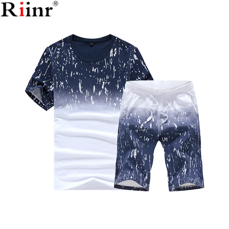 Riinr 2018 Новое поступление модный спортивный костюм Мужская Летняя Повседневная