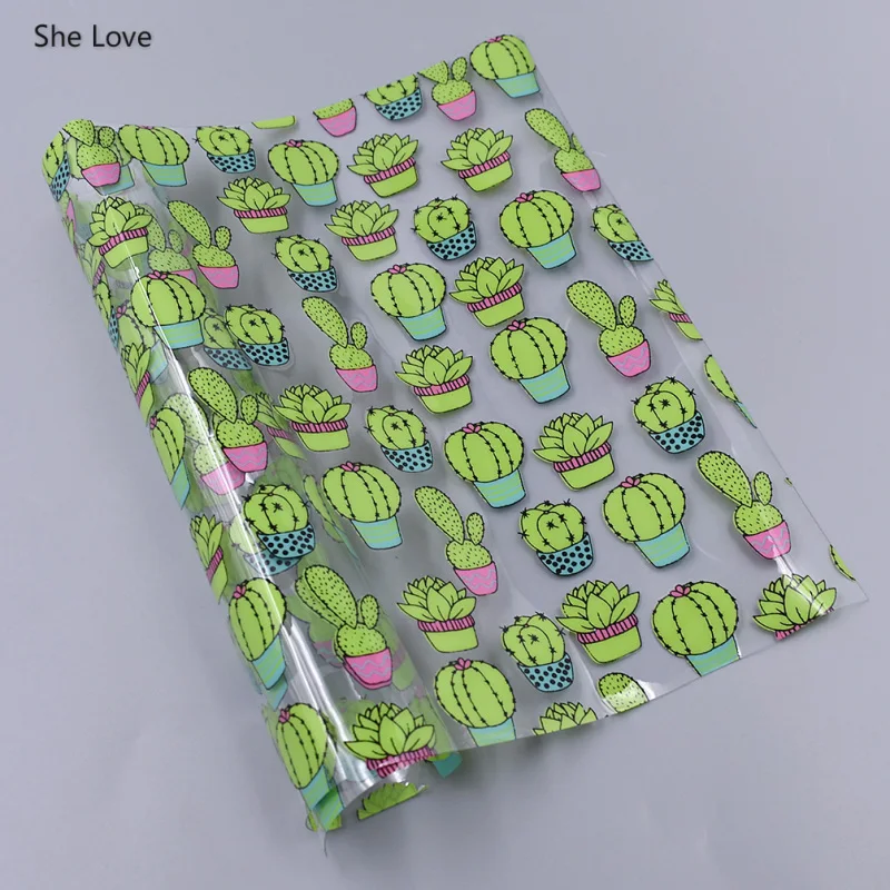 She Love 21x29 см A4 кактус шаблон прозрачный ПВХ ткань листы для DIY Hairbow ремесла лук