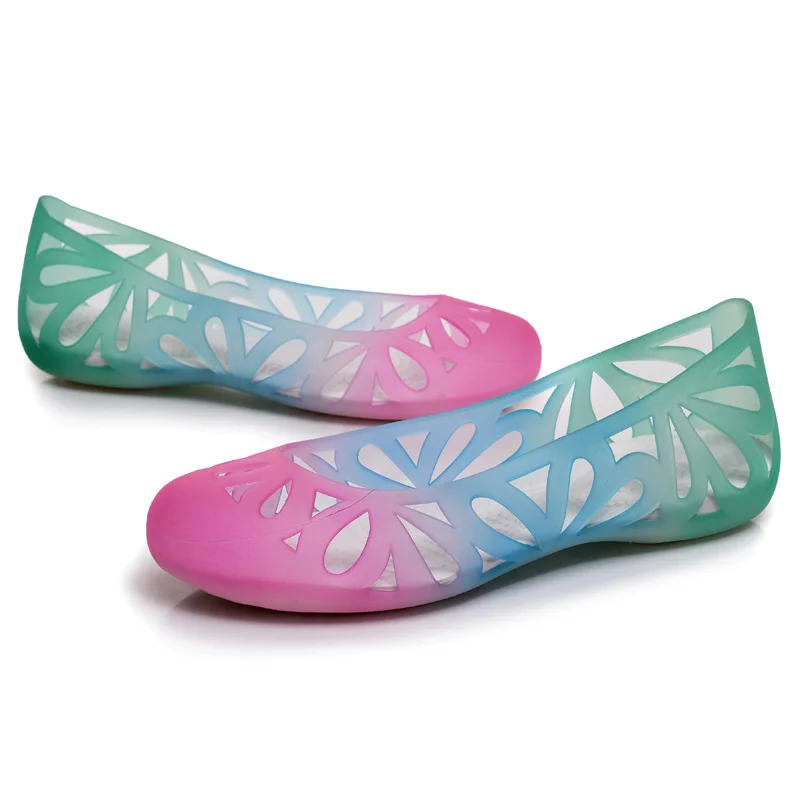 2017 Градиент Цвета 3 Цветочные Девушки Сандалии Желе Обувь Летом Пляж Мокасины