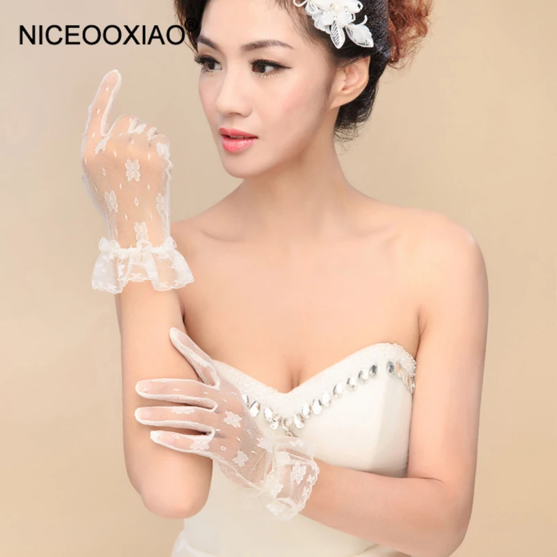 NICEOOXIAO модные перчатки для невесты короткие темпераментные длинные кружевные
