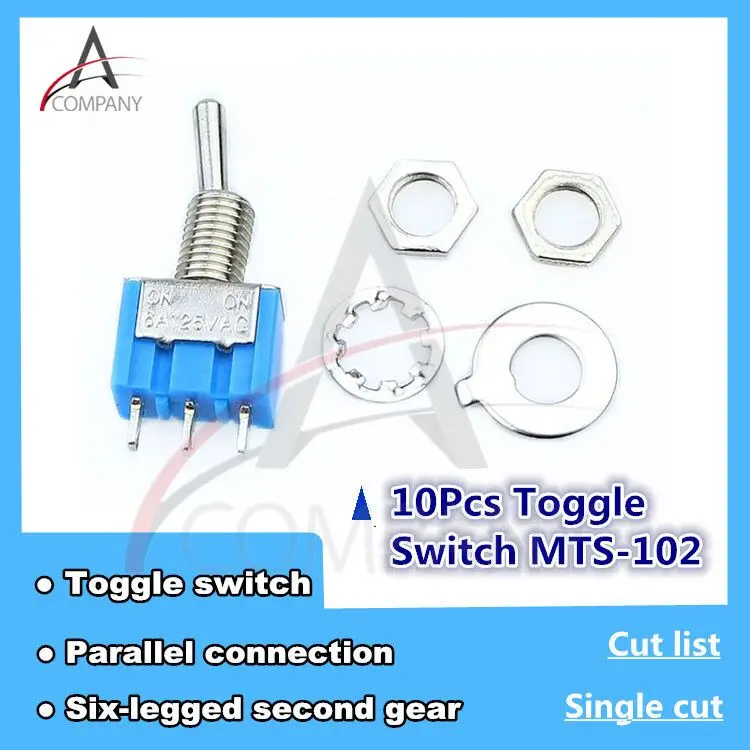 10 шт. тумблер MTS-102 3-контактный Вкл/вкл PDT 6A 125VAC/3A 250VAC мини-рычаг переключателя