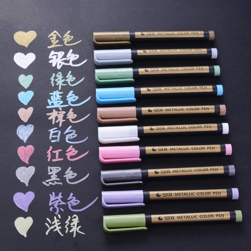 1Pc Metallic Marker Pens for Rock Painting Medium Point Paint Marker Pen for Ceramic Glass Doodling Journaling DIY Album Diary