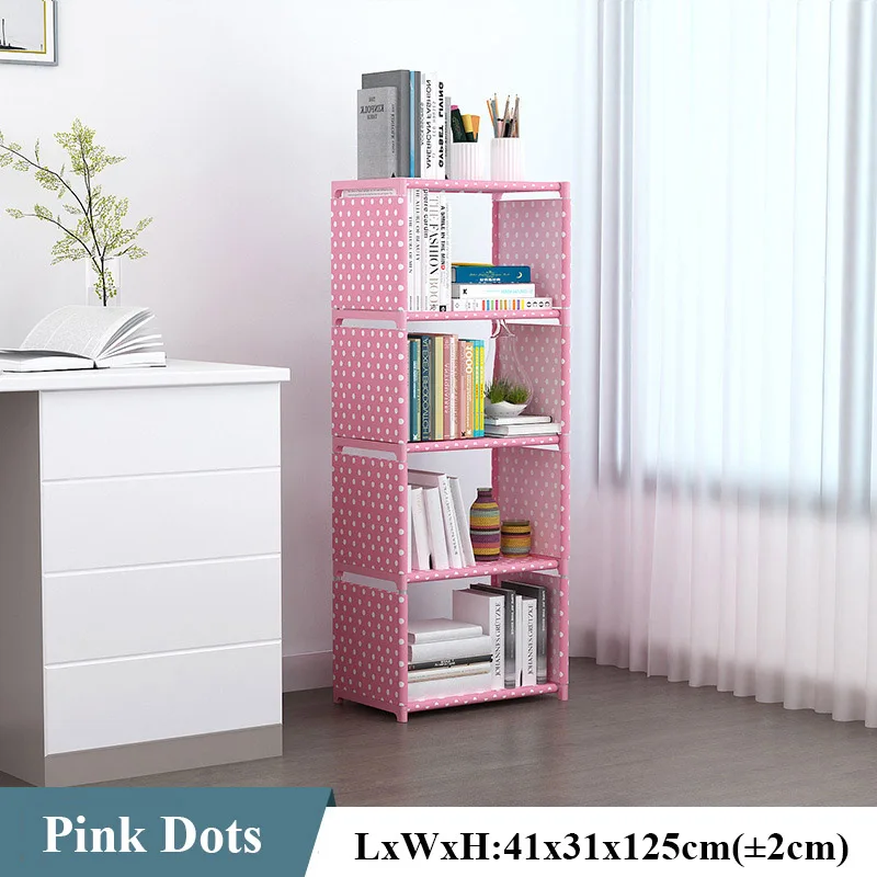 Pink 5L A Многослойная простая книжная полка нетканый настенный шкаф для хранения мелочей может быть перемещен книжный шкаф креативное Современное украшение дома - Цвет: Pink 5L A