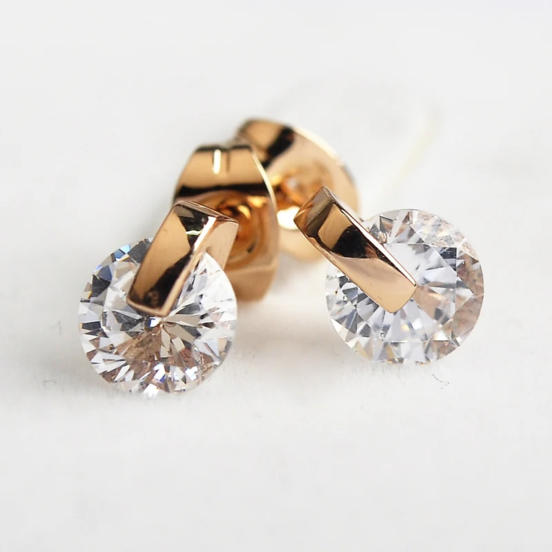Женские серьги гвоздики с цирконом USTAR серебряного цвета 2015|zircon earrings|earrings for