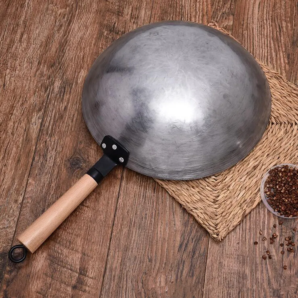 Woks High Quality Chinese Iron Wok Traditional Handmade Iron Wok Non-stick Pan Non-coating Gas Cooker Cookware