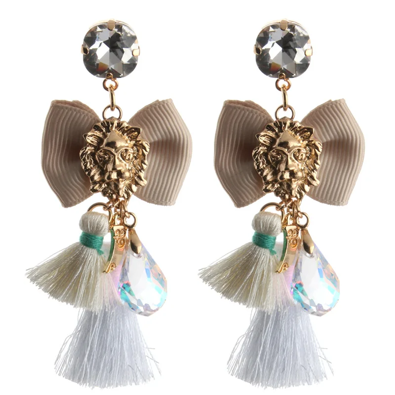 NeeFu WoFu серьги с головой льва, галстук-бабочка, большие серьги для женщин, кисточки, большая длинная серьга, Хэллоуин, модный хрустальный подарок