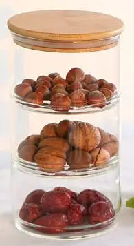3 GLASS AND 1 LID 1 шт. комбинация стеклянная банка для хранения продуктов, кухонные закрытые бутылки для хранения, банки с бамбуковой крышкой, стеклянные банки для чая Bo JO 1083 - Цвет: 3 GLASS AND 1 LID