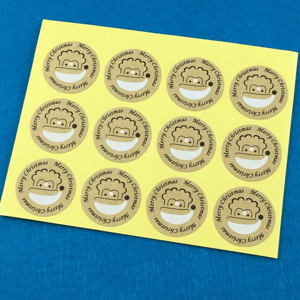 100 шт./лот крафт бумага Счастливого Рождества подарочная упаковка наклейки для