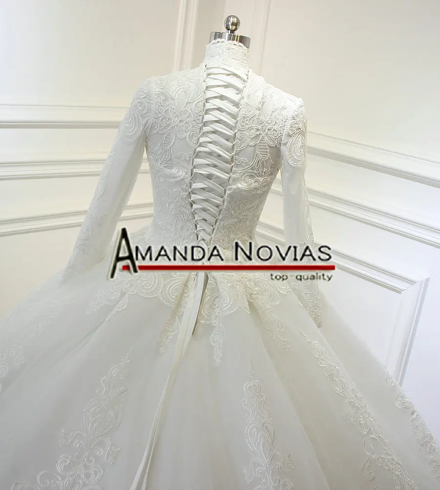 Свадебное платье с длинным рукавом Amanda Novias новинка 2019|real photo|long trailmuslin wedding dress |