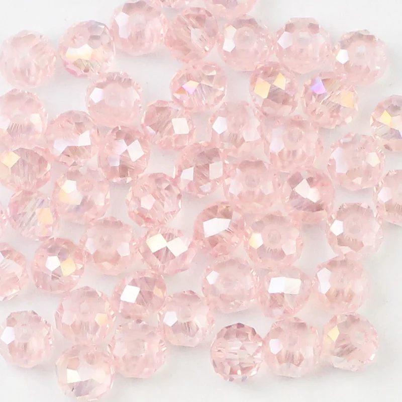 Pink WLYeeS метализированный цвет 6 мм бусины Австрийские хрустальные бусины, 50 шт в наборе, плоские круглые стеклянные бусины с большим отверстием для собственноручного Для женщин изготовление браслета ожерелья - Цвет: Pink