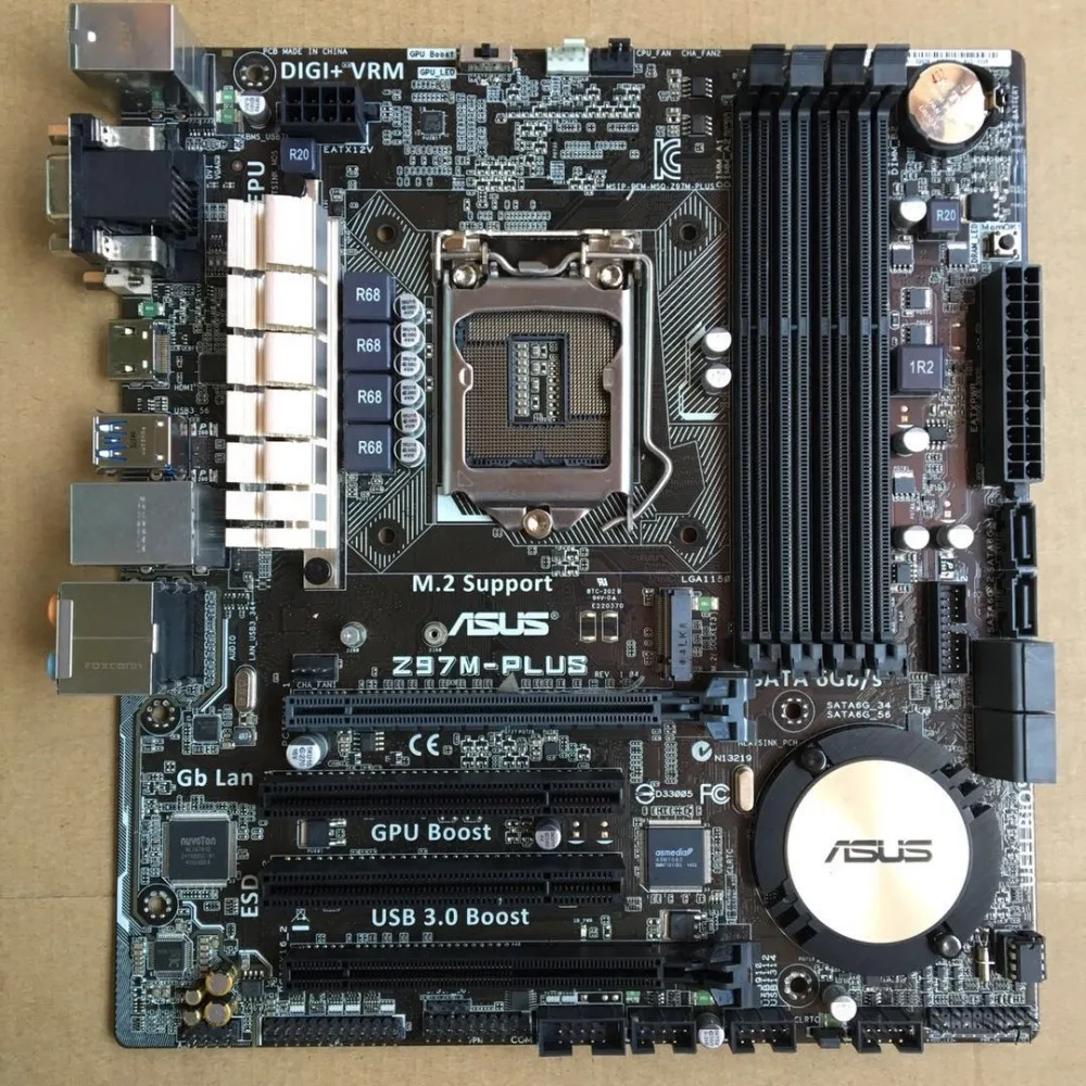 Asus Z97M-PLUS рабочего Материнская плата разъем LGA 1150 i7 i5 i3 DDR3 32G SATA3 USB3.0 микро-atx корпус Z97 материнская плата