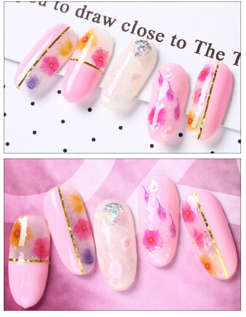1 шт. стикеры 3D на ногти Nail Art Наклейки многоцветные цветы украшения ногтей новые
