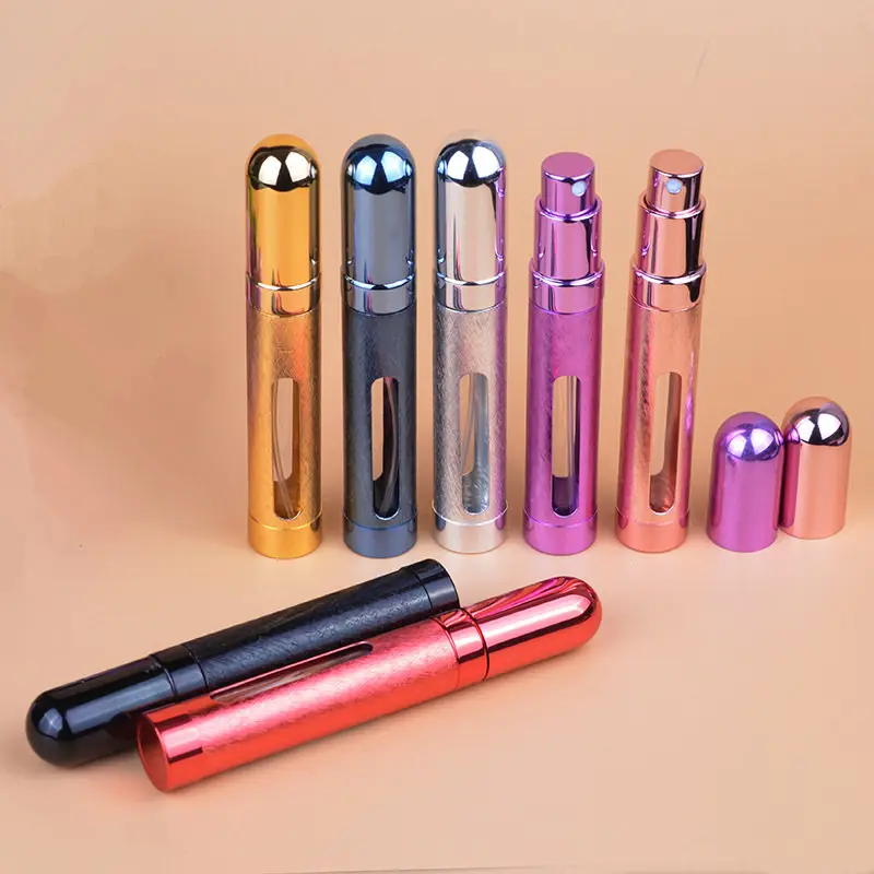 

60PCS 12ML Empty Cosmetic Containers Sample Gold Glass Perfume Bottles Atomizer Spray Bottle Hollow Out Aluminum Parfum Bottle