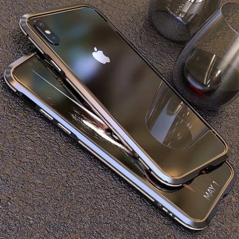 Luphie металлический бампер чехол для iPhone XS MAX XR Роскошная алюминиевая рама Гибридный противоударный чехол для iPhone 8 7 Plus Funda Coque