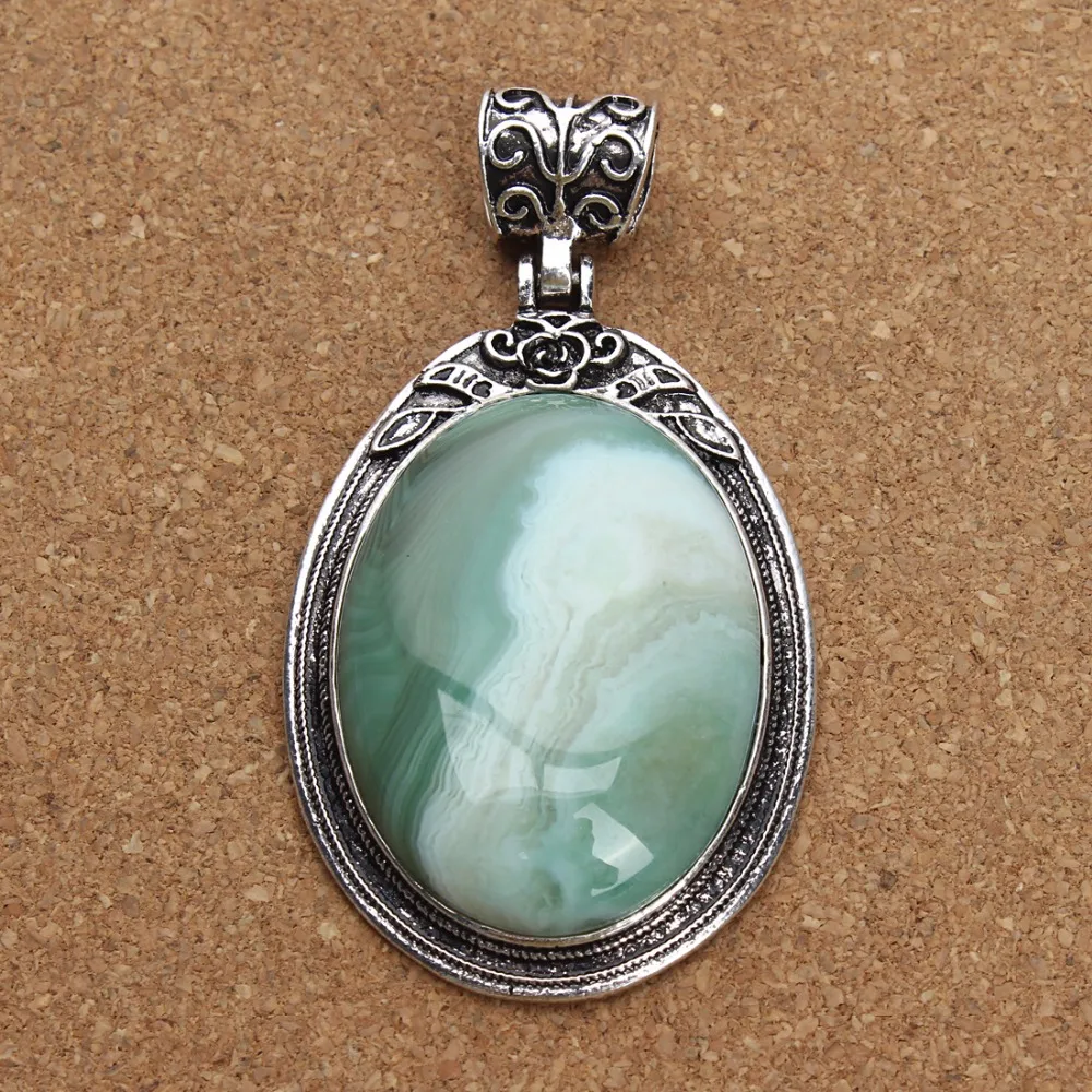 1pcs 38X67mm Tibetan Stone Pendants Cabochon Diy With Natural Opal Setting Base Bezel Cameo Tray for necklace | Украшения и