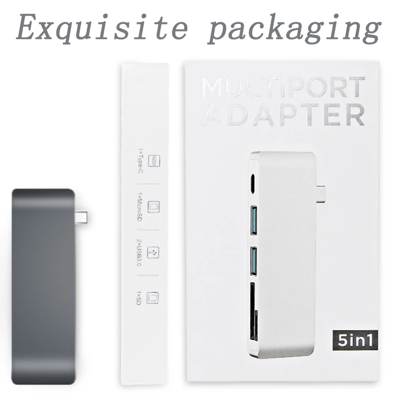 Basix USB C концентратора 5In1 USB 3,1 PD зарядки Порты и разъёмы высокое Скорость USB 3,0 разветвитель SD/TF Card Reader для Macbook Pro Тип C концентратора