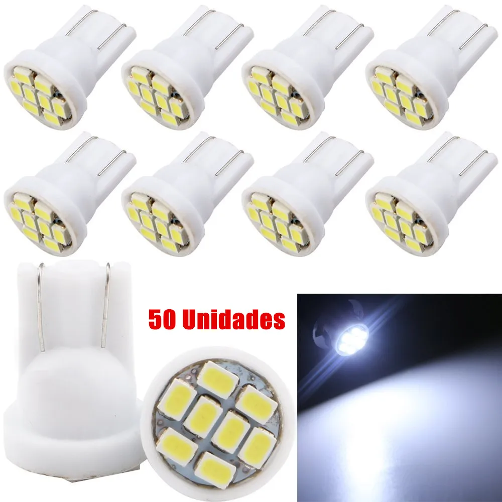 

Kit 50 Lampadas Pingo Led T10 W5W 8 Led Branco Meia Luz Xenon 12V