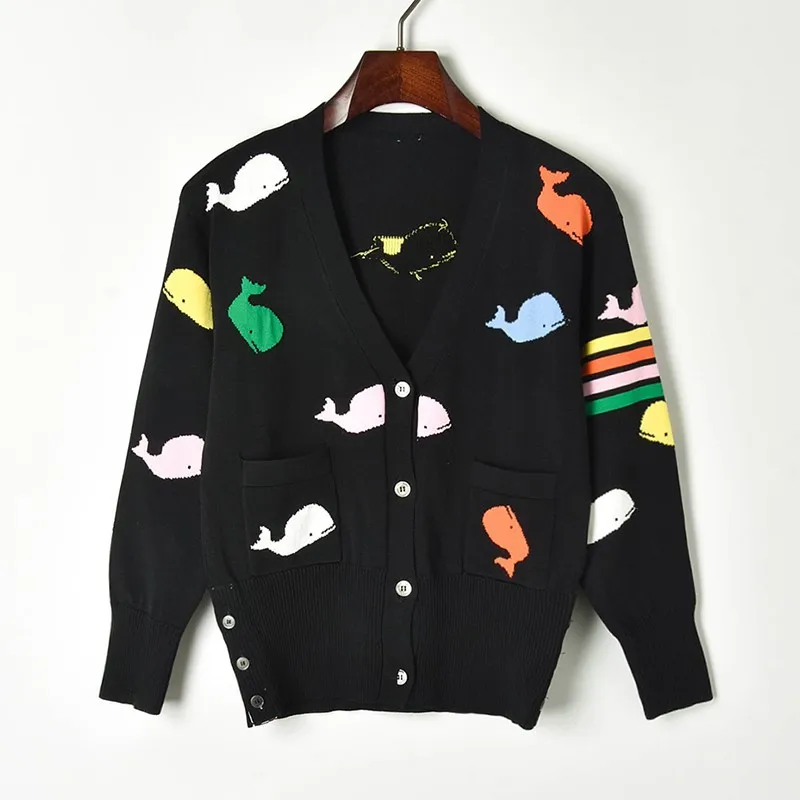 Жаккардовые трикотажные кардиганы женские свитера 2019 весенние цветные