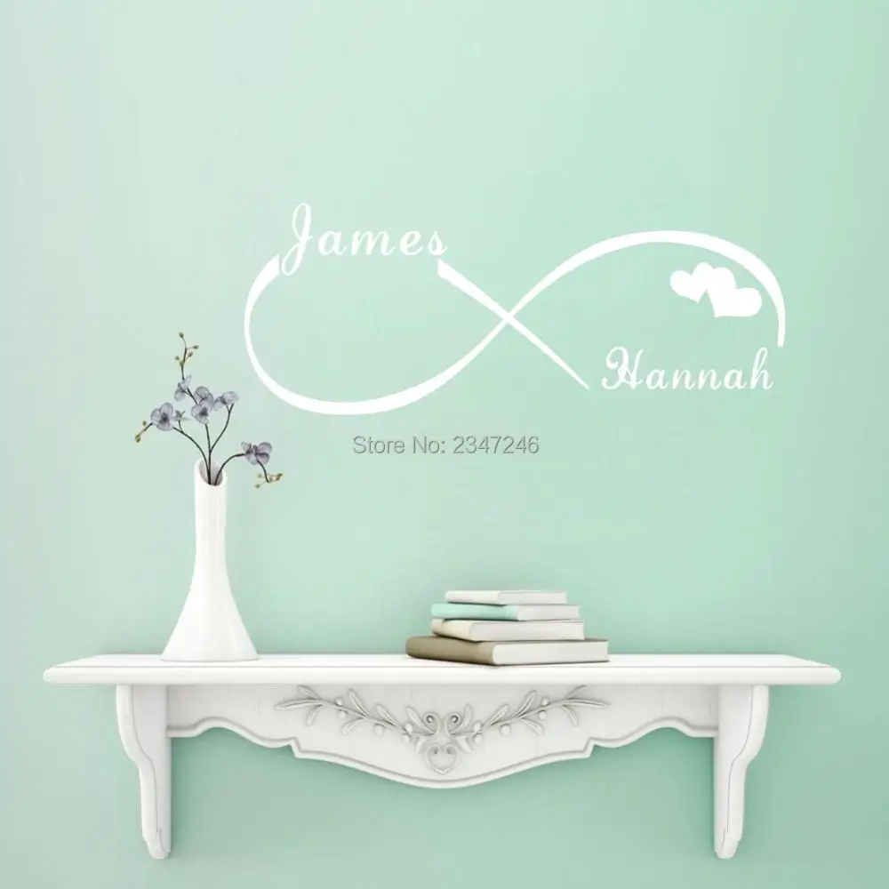 

Custom Personalized Couple Name Creative Infinity Symbol Wall Stickers Vinyl Decals Art for BedRoom Decoration