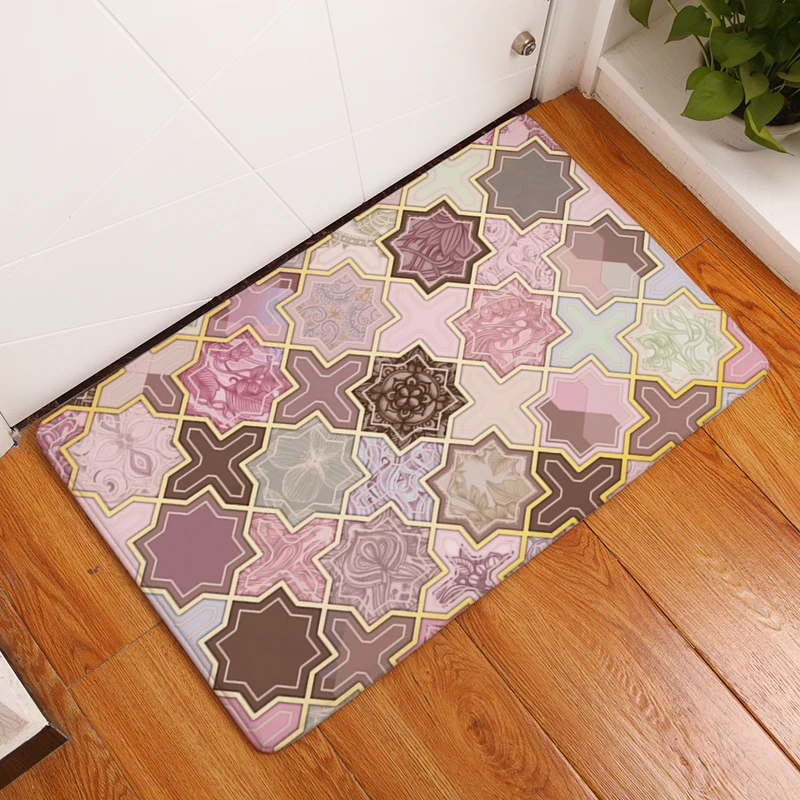 Новые ковры модные идеи Цветные коврики с геометрическим принтом для ванной