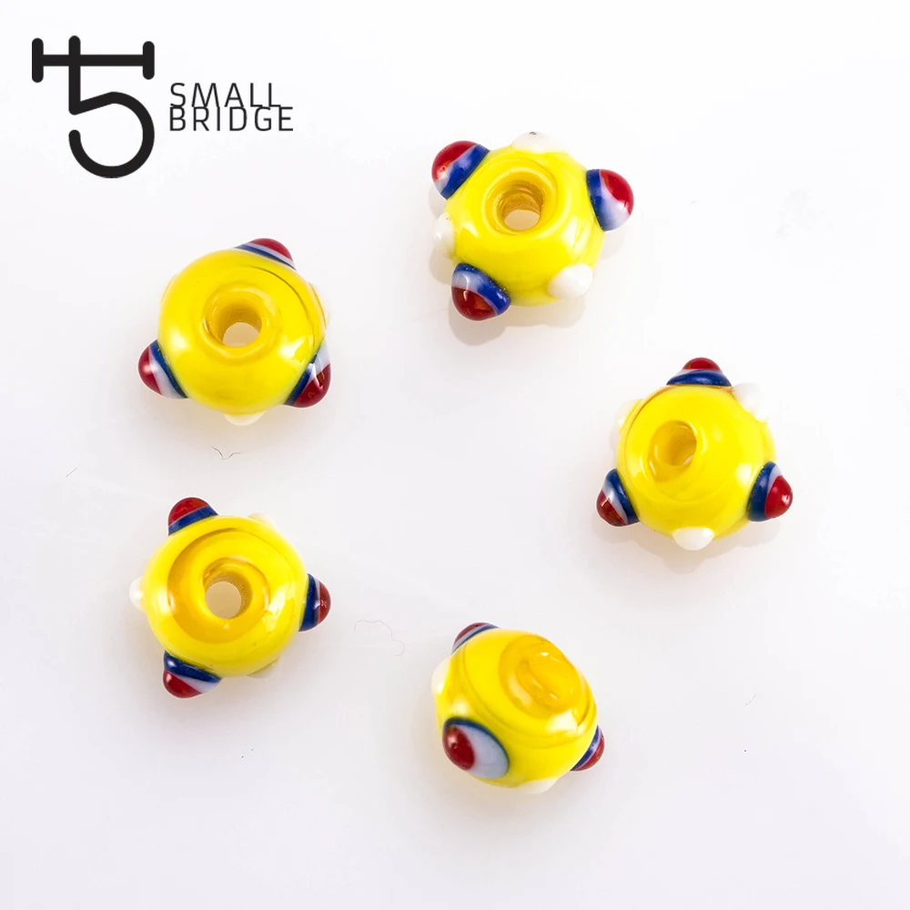 10 мм муранское желтое стекло Lampwork бисер материал для ювелирных украшений декоративные Perles с отверстием круглые разделительные бусины оптом L602