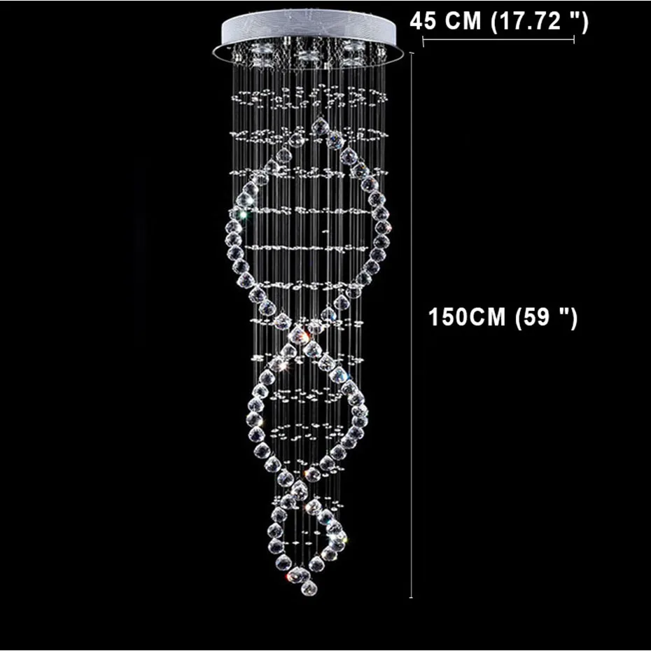 安い 現代ダブルスパイラルサークルラウンドクリスタルシャンデリアペンダントランプ雨滴ハンギン LED 照明器具