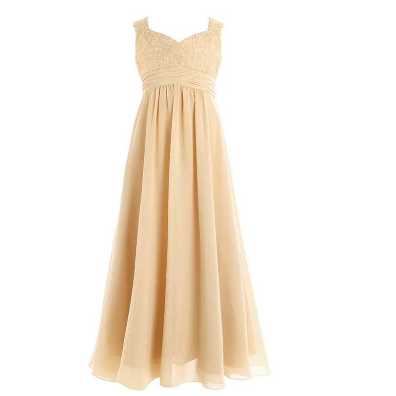 Платье из Шифона для девочек подростков цельнокроеное фатиновое Кружевное