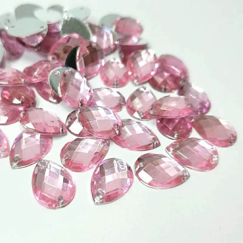 pink HL 14 мм x 10 мм 100 шт./лот, капля воды, два отверстия, Акриловые Свободные Стразы, Пришивные, одежда, обувь, сумки, швейные принадлежности, поделки своими руками - Цвет: pink