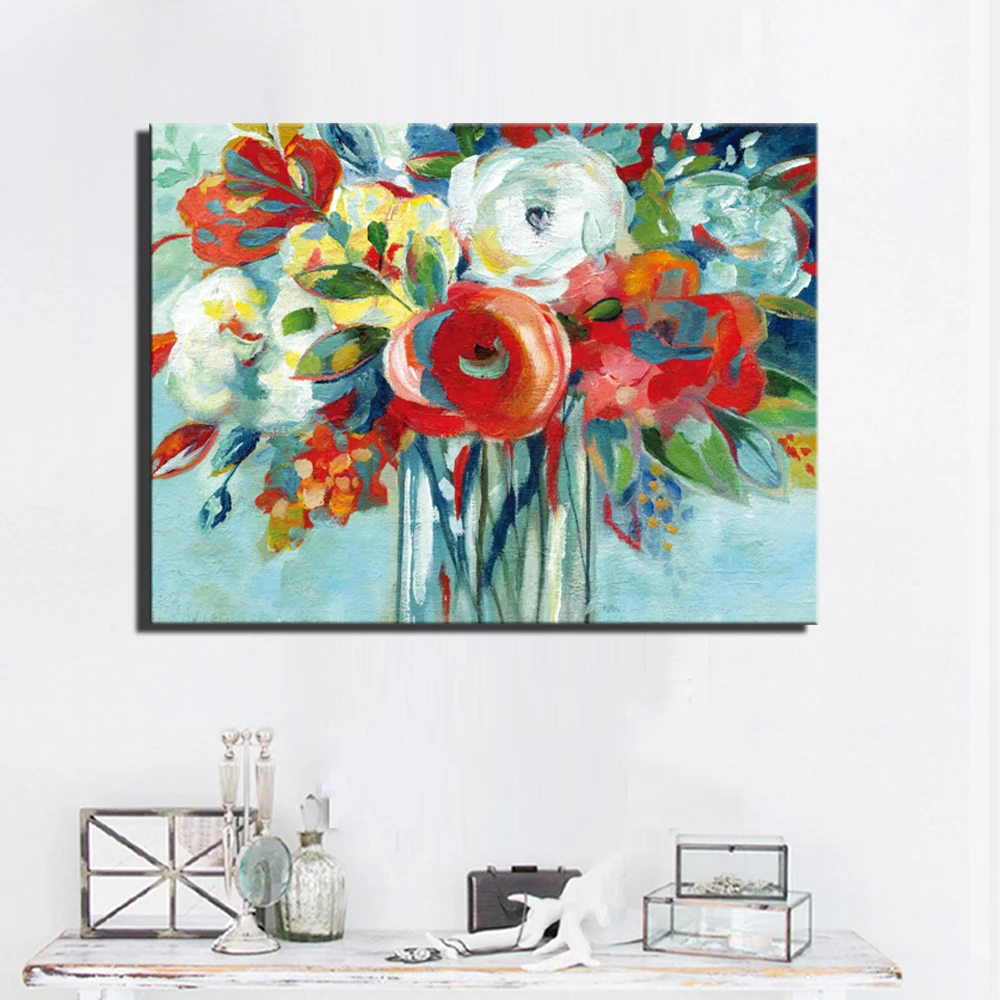 Современные постеры с цветами и принтами без рамы большие размеры красный цвет