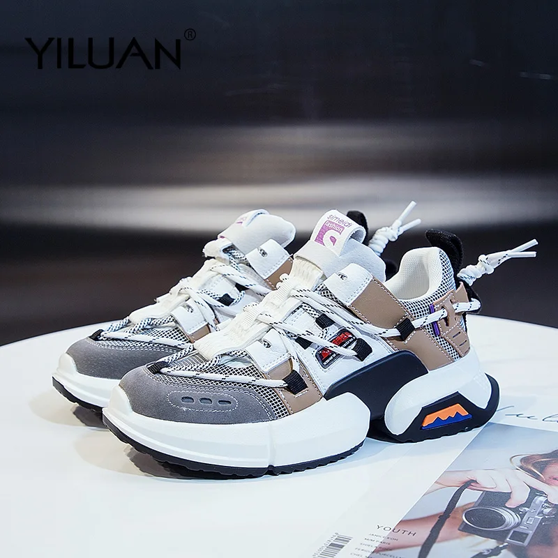 Yiluan/Новые кроссовки женская обувь на платформе коллекция 2020 года сезон осень